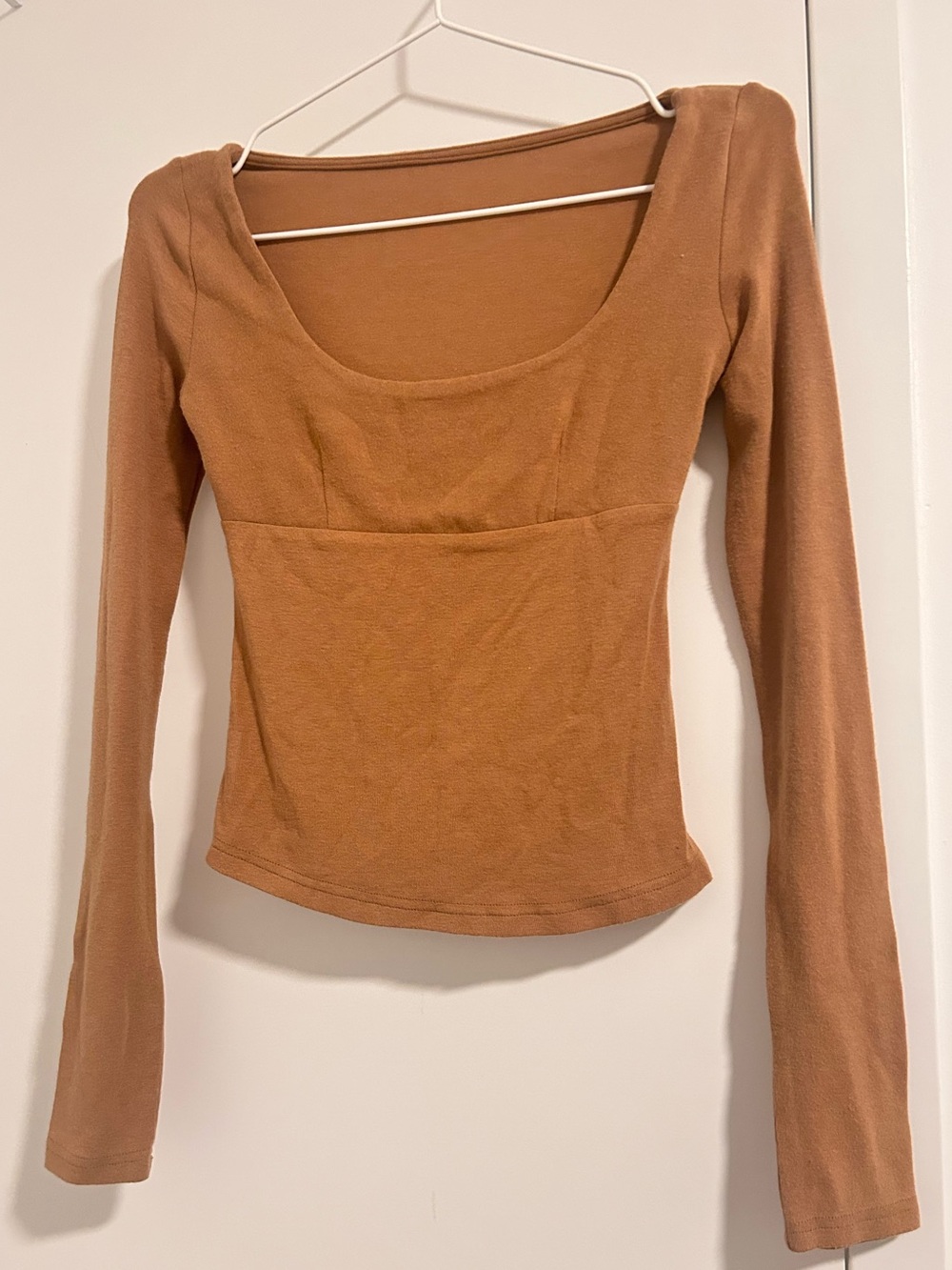Soft Long Sleeve Scoop Neck Ginger Brown Yellow Top